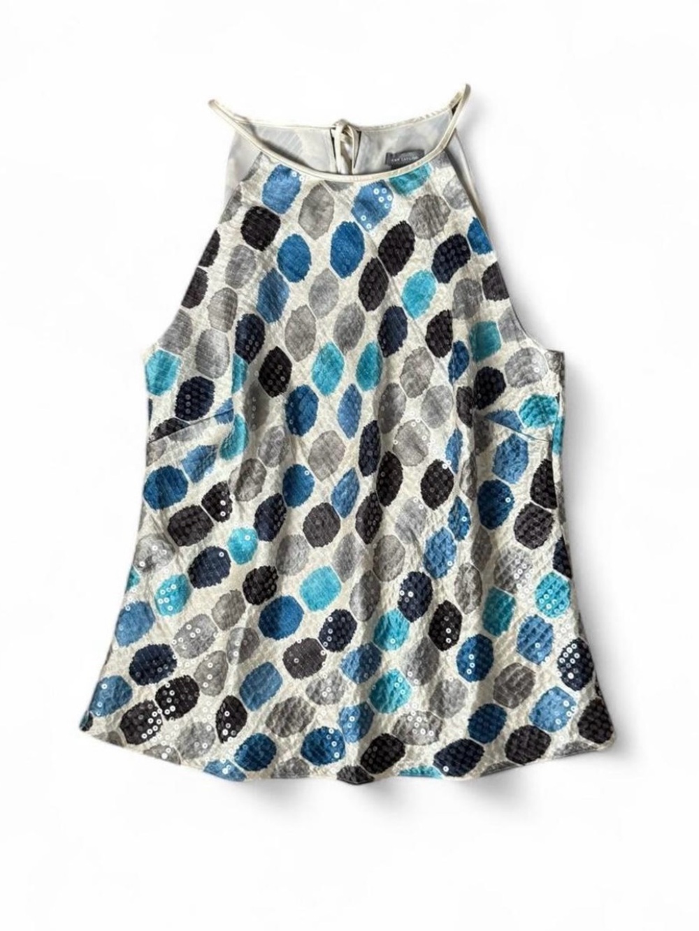 Ann Taylor Polka Dot Halter Top, sequins - Blue & Gray